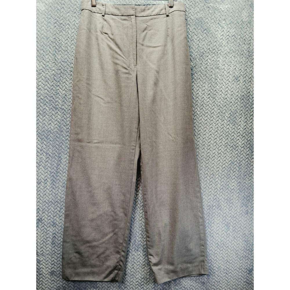Ann Taylor Gray 100% Wool Wide Leg Dress Pants Trousers Lined Size 12 Career